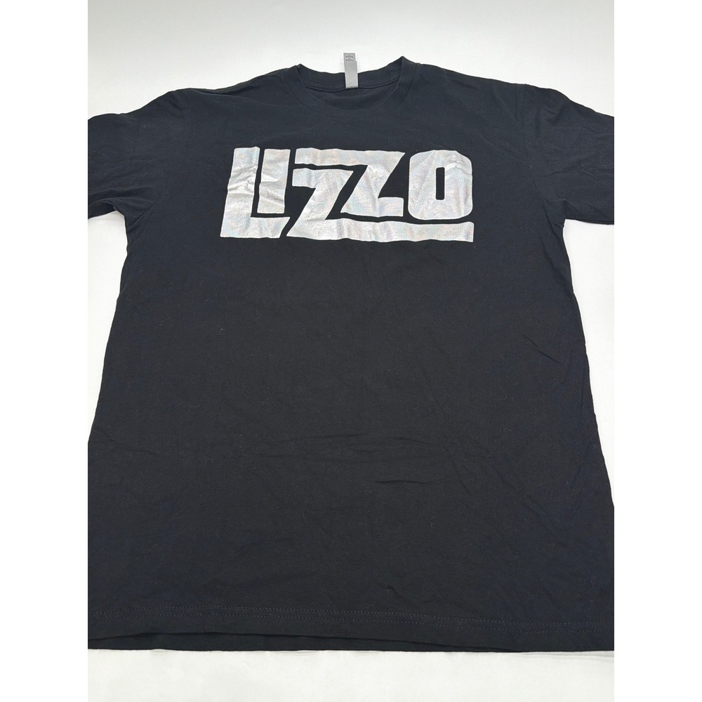 Lizzo Concert T-Shirt Black Holographic Silver Logo Graphic Tee Mens Medium